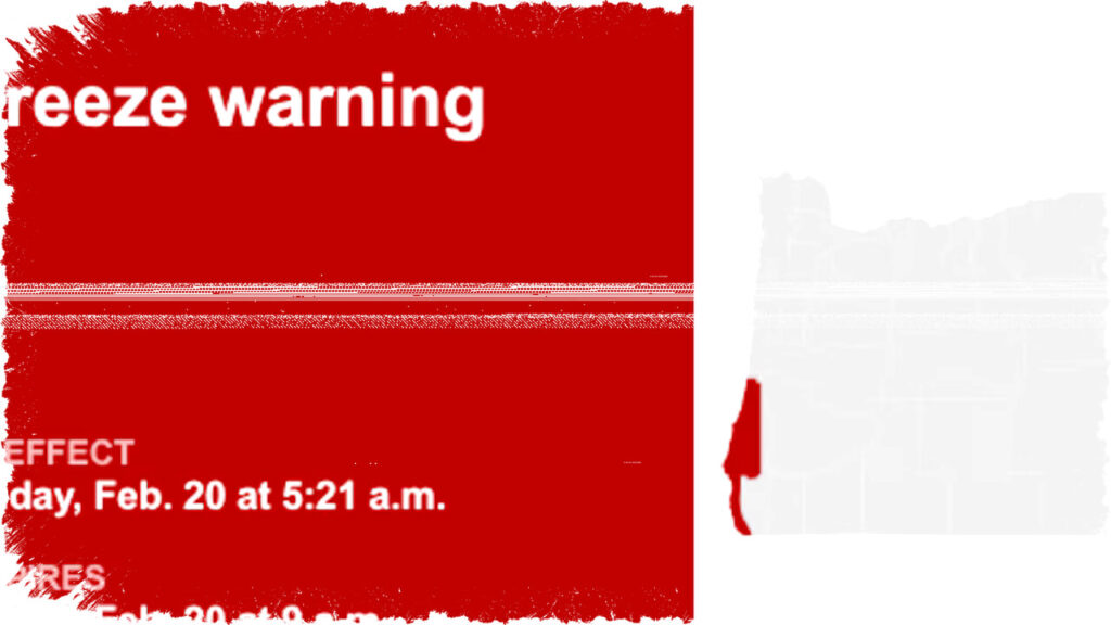 Freeze Warning Hits South Central Oregon Coast and Curry County Threatening Crops and Outdoor Plumbing Until Friday Morning