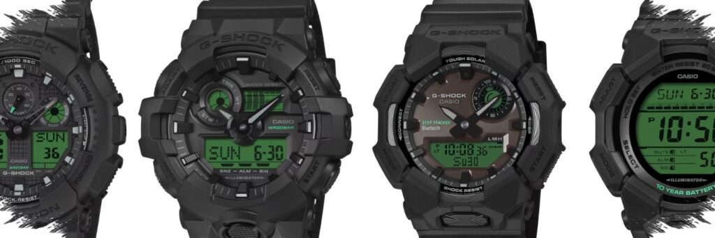 Electro Green Gives Casio’s G-Shock Line A Sharper Edge, Five Models Share One Dark Theme