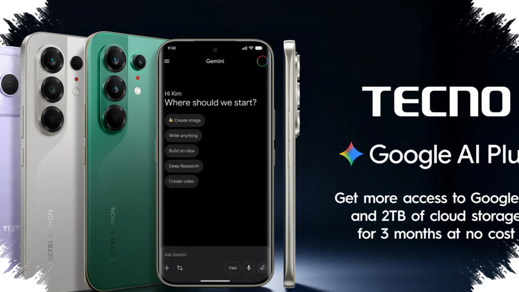 Google AI Plus Trial Comes to Selected TECNO Mid-Range And Premium Phones, With 2TB Cloud Storage
