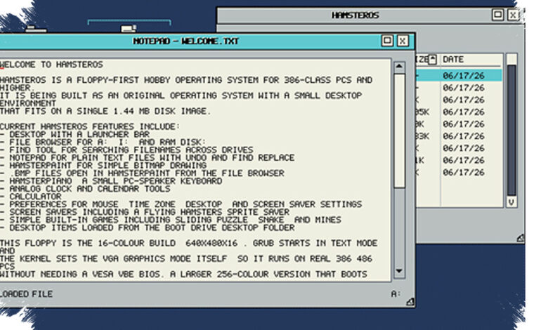 HamsterOS Fits on a Floppy, A Full Desktop GUI That Still Feels Unreal