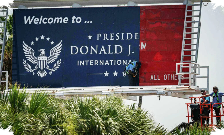 United’s Free-Change Memo for Trump-Named Airport Draws Swift Company Pushback