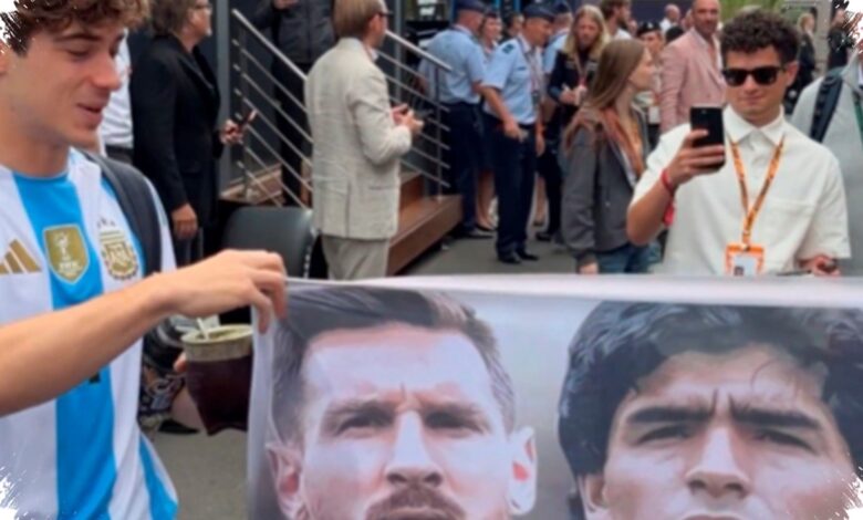 Franco Colapinto Brings Messi and Maradona Flag Into Belgian GP Paddock